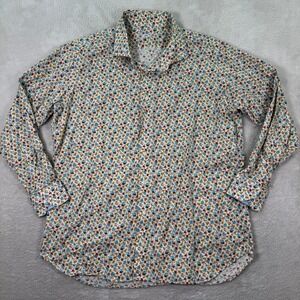 Holland & Sherry Mens Large Custom Fit Button Down Shirt Long Sleeve Floral EUC